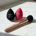 3 pc LAMTO Latex-Free 3pc Set: Kabuki Makeup Brush +2 Beauty Sponges, Multicolor